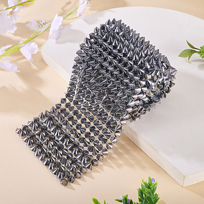 1 Yard 12-Row Resin Spike Stud Cone Flatback Punk Rock Trim Mesh Bead Craft FIND-TA0006-73A-1