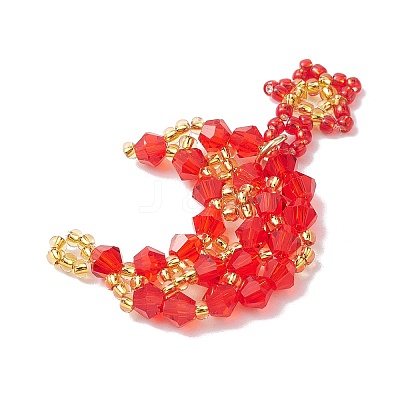 Imitation Austrian Crystal 5301 Glass & TOHO Round Seed Beaded Pendant PALLOY-MZ00179-01-1