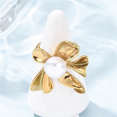 Opaque Acrylic Imitation Pearl Finger Rings RJEW-P177-03A-G-1