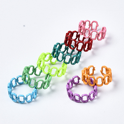 Spray Painted Brass Cuff Rings RJEW-S044-148-1