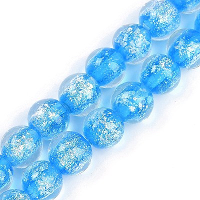 Handmade Gold Foil Lampwork Beads Strands LAMP-Q002-01C-1