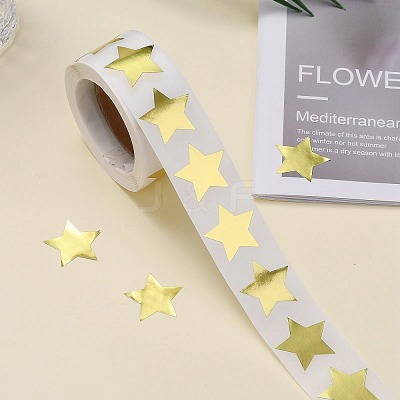 Metallic Foil Star Shape Paper Sticker Labels DIY-E023-03-1