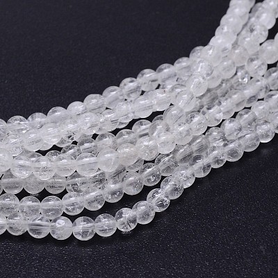 Natural Quartz Crystal Round Beads Strands G-J303-01-6mm-1