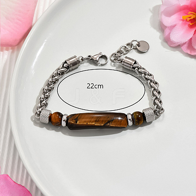Natural Tiger Eye Round Beaded Bracelets PO7911-1