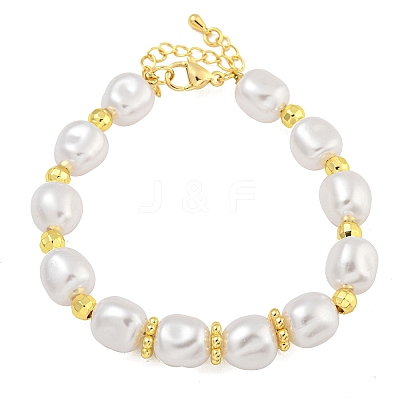 Rack Plating Brass and ABS Imitation Pearl Bracelets BJEW-B106-16G-1