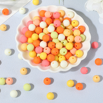 Rubberized Style Imitated Silicone Acrylic Beads MACR-PA0001-06C-03-1