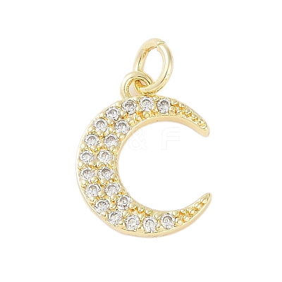Rack Plating Brass Micro Pave Clear Cubic Zirconia Charms KK-Z060-09G-03-1