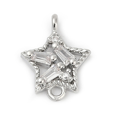 Brass Clear Cubic Zirconia Connector Charms KK-Z094-03P-02-1