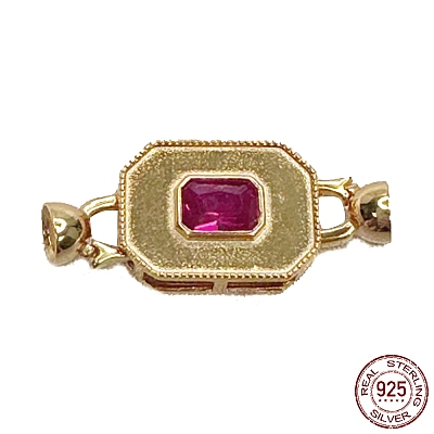 925 Sterling Silver Micro Pave Blue Violet Cubic Zirconia Fold Over Clasps STER-P054-01G-1