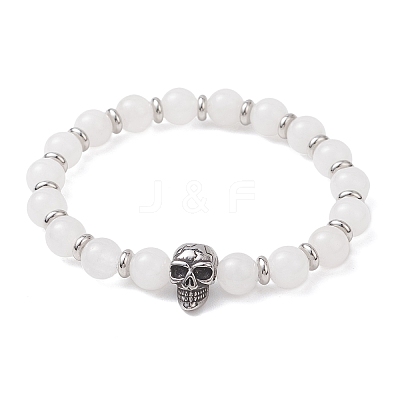 Natural Malaysia Jade Stretch Bracelets BJEW-JB12184-02-1