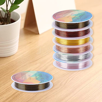 6 Rolls 6 Colors Round Copper Jewelry Wire CWIR-BBC0001-14-1