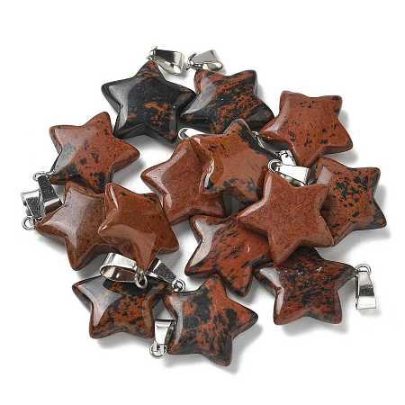 Natural Mahogany Obsidian Pendants G-B127-12P-01-1