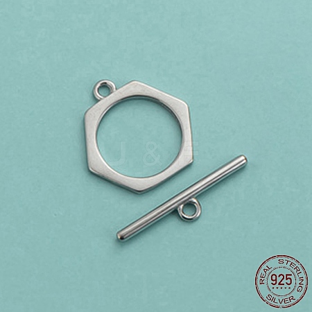 Rhodium Plated 925 Sterling Silver Toggle Clasps STER-NH0001-37P-1