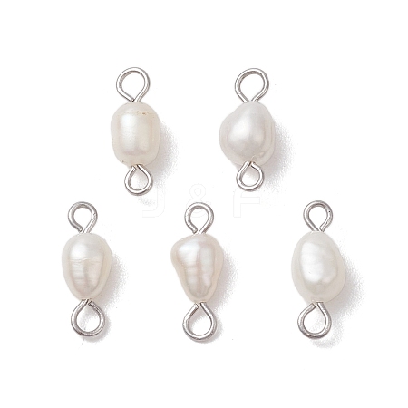 Natural Freshwater Pearl Potato Connector Charms PALLOY-JF03201-02-1