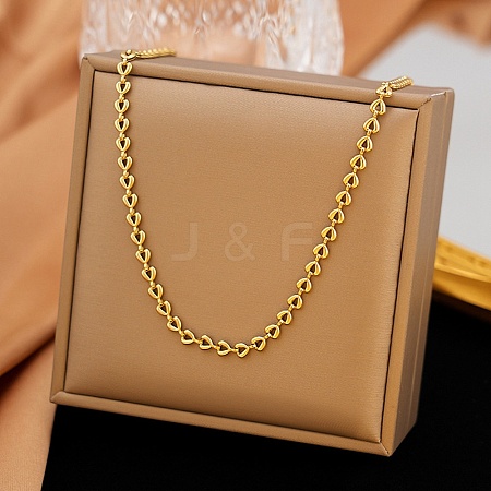 4MM 304 Stainless Steel Heart Link Chain Necklaces for Women NJEW-G179-06G-1