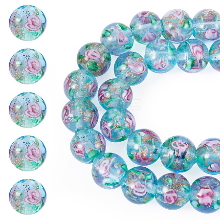 1 Strand Handmade Glod Sand Lampwork Beads Strands LAMP-TA0002-09G-1