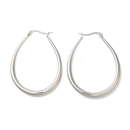 304 Stainless Steel Oval Hoop Earrings for Women EJEW-S227-62P-1