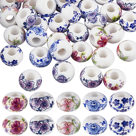 60Pcs Handmade Porcelain European Beads PORC-SC0001-25A-1