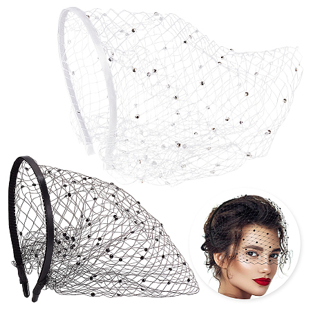 2Pcs 2 Styles Cloth Mesh Veil Headband MRMJ-GA0001-25-1