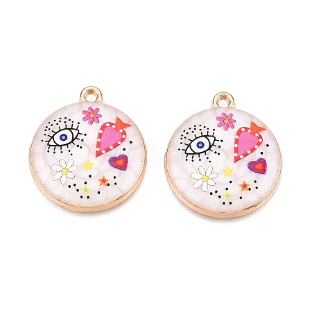 Printed Rack Plating Alloy Enamel Pendants ENAM-T020-02E-1