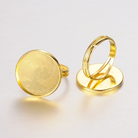 Flat Round Adjustable Brass Finger Ring Components X-KK-M174-8#-G-1