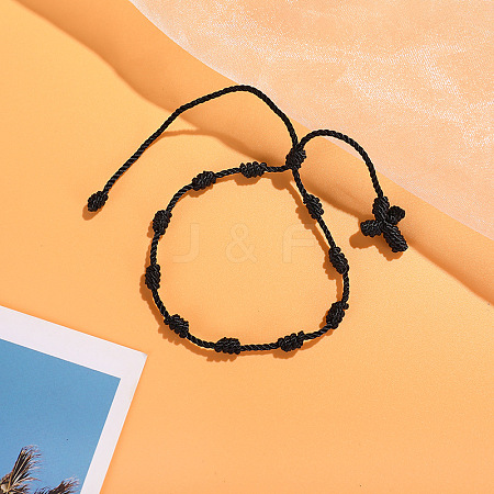 Cross Nylon Cord Braided Bead Bracelets WG2C716-01-1
