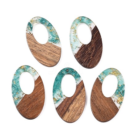 Transparent Resin and Walnut Wood Pendants RESI-T057-02I-1