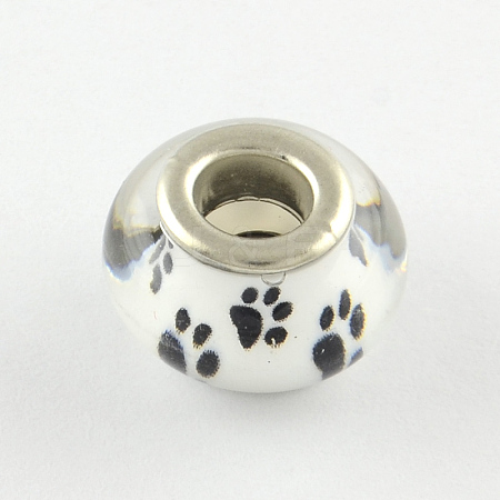 Large Hole Dog Paw Prints Pattern Resin European Beads OPDL-Q129-229A-1