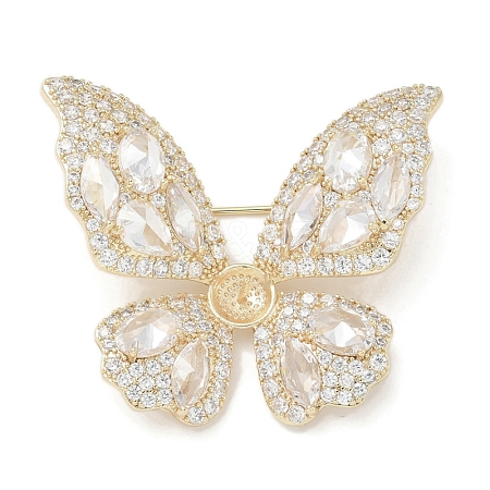 Butterfly Brass Cubic Zirconia Brooches  JEWB-Q013-01G-1