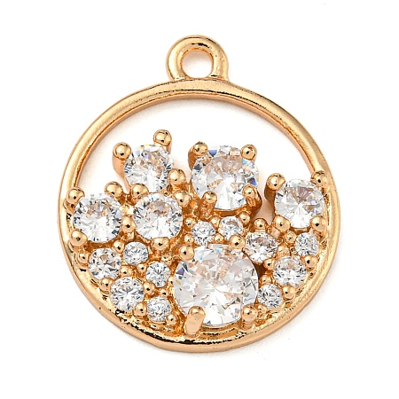 Brass Micro Pave Clear Cubic Zirconia Pendants ZIRC-U003-01G-01-1