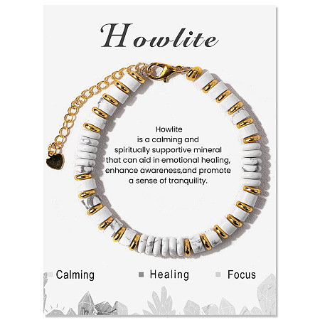 Adjustable Natural Howlite Bead Bracelets PW-WG4E155-02-1