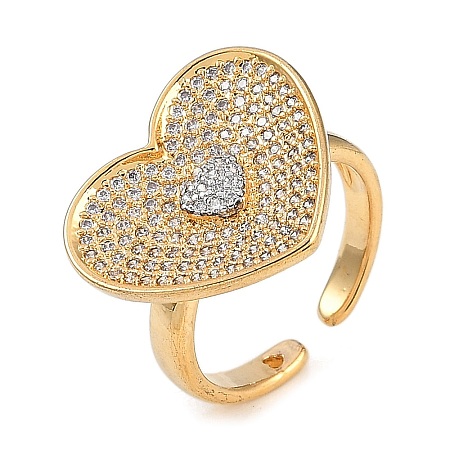 Brass Micro Pave Cubic Zirconia Cuff Rings RJEW-U012-01G-01-1