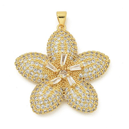 Rack Plating Brass Micro Pave Clear Cubic Zirconia Pendants KK-Z067-22G-1