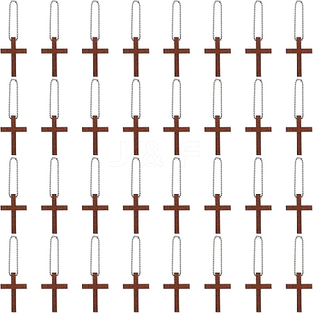 DIY Cross Wood Pendant Decoration Making Kit DIY-GL0004-110-1
