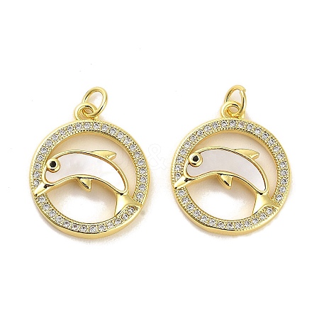 Brass Micro Pave Clear Cubic Zirconia Pendants KK-K365-01G-03-1