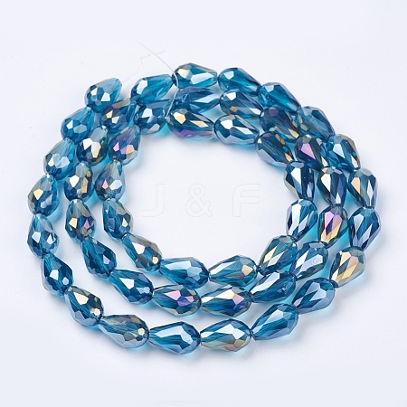 Electroplate Glass Beads Strands X-EGLA-D015-15x10mm-31-1