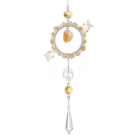 Natural Topaz Jade & Citrine & Glass Suncatcher HJEW-TA00454-02-1