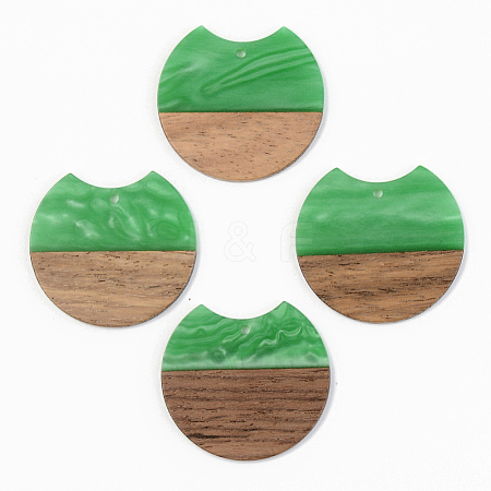 Opaque Resin & Walnut Wood Pendants RESI-S389-001A-C03-1