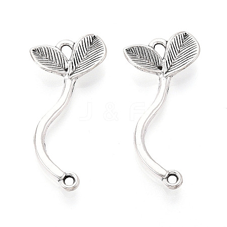 Tibetan Style Alloy Leaf  Links Connector Charmss PALLOY-T094-11AS-1