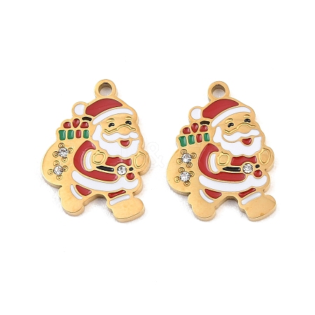 Christmas 304 Stainless Steel Enamel Pendants SA-CBA85C0-02I-G-1