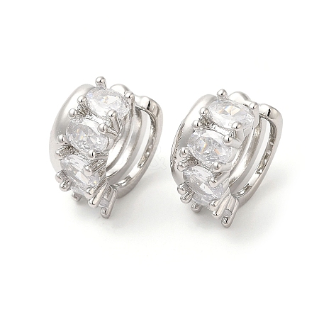 Platinum Plated Brass Cuff Earrings with Rhinestone for Women EJEW-D065-07P-03-1