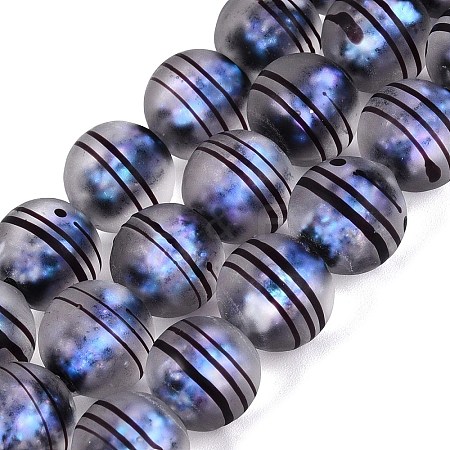 Frosted Handmade Foil Glass Beads Strands FOIL-Q002-02F-1