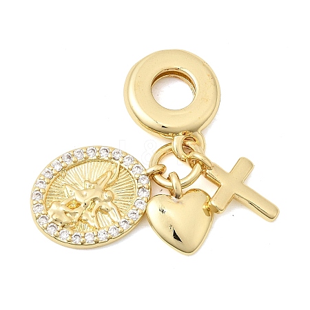Brass Micro Pave Clear Cubic Zirconia European Dangle Charms KK-Z150-10G-1