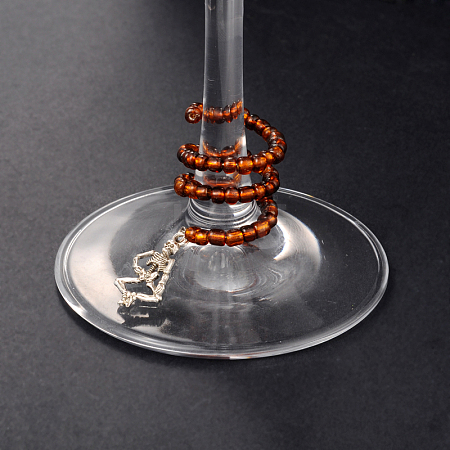 Punk Alloy Human Skeleton Pendants for Halloween Jewelry Making Wine Glass Charms AJEW-JO00039-03-1