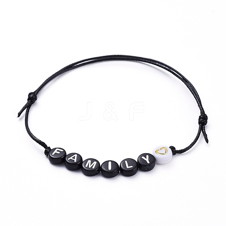 (Jewelry Parties Factory Sale)Adjustable Waxed Polyester Cord Beaded Bracelets BJEW-JB05294-01-1