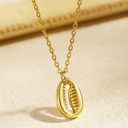 Stylish Stainless Steel Shell Shaped Pendant Necklaces for Women's Daily Wear EM8796-2-1