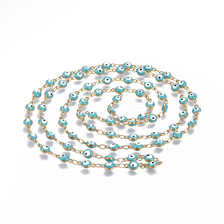 3.28 Feet 304 Stainless Steel Enamel Chains X-CHS-P006-02G-02-1
