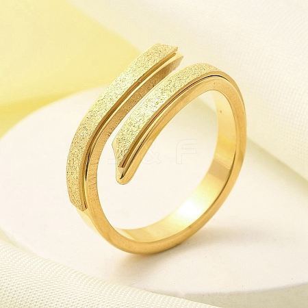 Textured 304 Stainless Steel Cuff Ring for Women RJEW-L126-13B-G-1