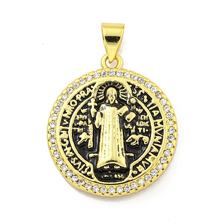 Rack Plating Brass Micro Pave Cubic Zirconia Pendants KK-B091-22G-02-1