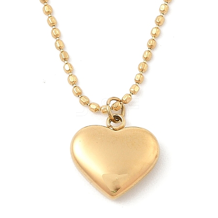 Ion Plating(IP) 304 Stainless Steel Heart Pendant Ball Chain Necklaces for Women NJEW-F328-03G-1